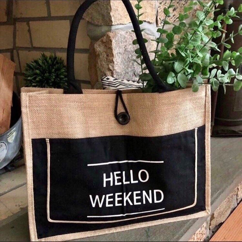 THE HELLO WEEKEND TOTE BAG - TAN